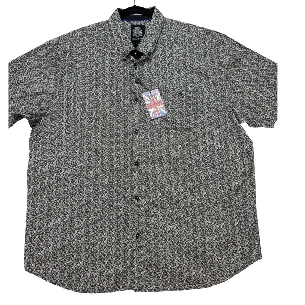 English Laundry Button Up Mens 3X Black NEW Floralโ Short Sleeve LNXH15R47BK